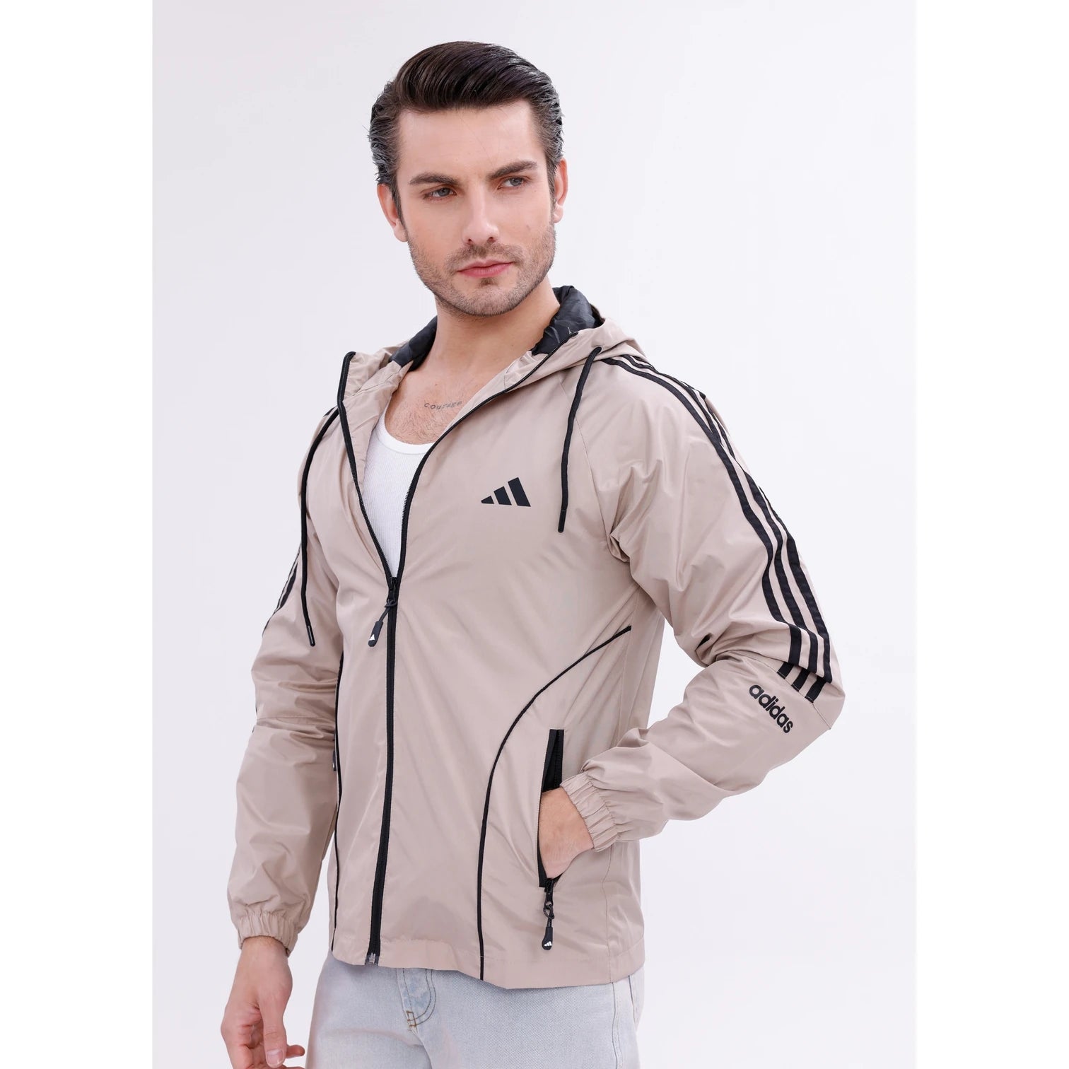 Adidas Açık Gri Astarlı Yağmurluk