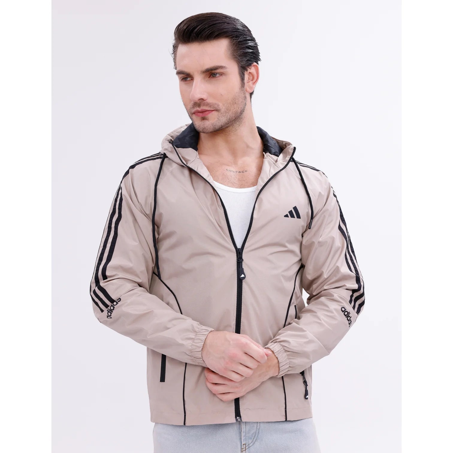 Adidas Açık Gri Astarlı Yağmurluk