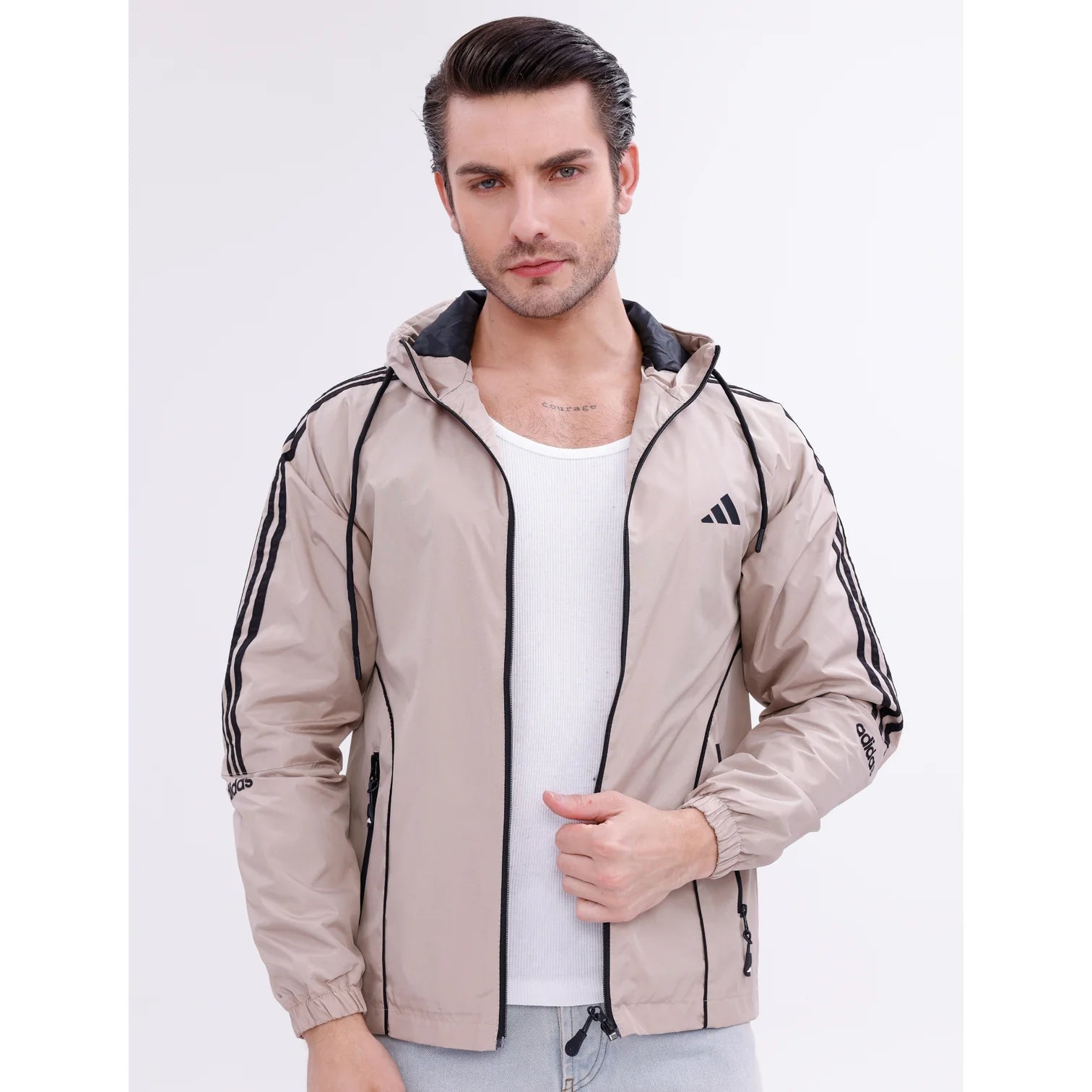 Adidas Açık Gri Astarlı Yağmurluk