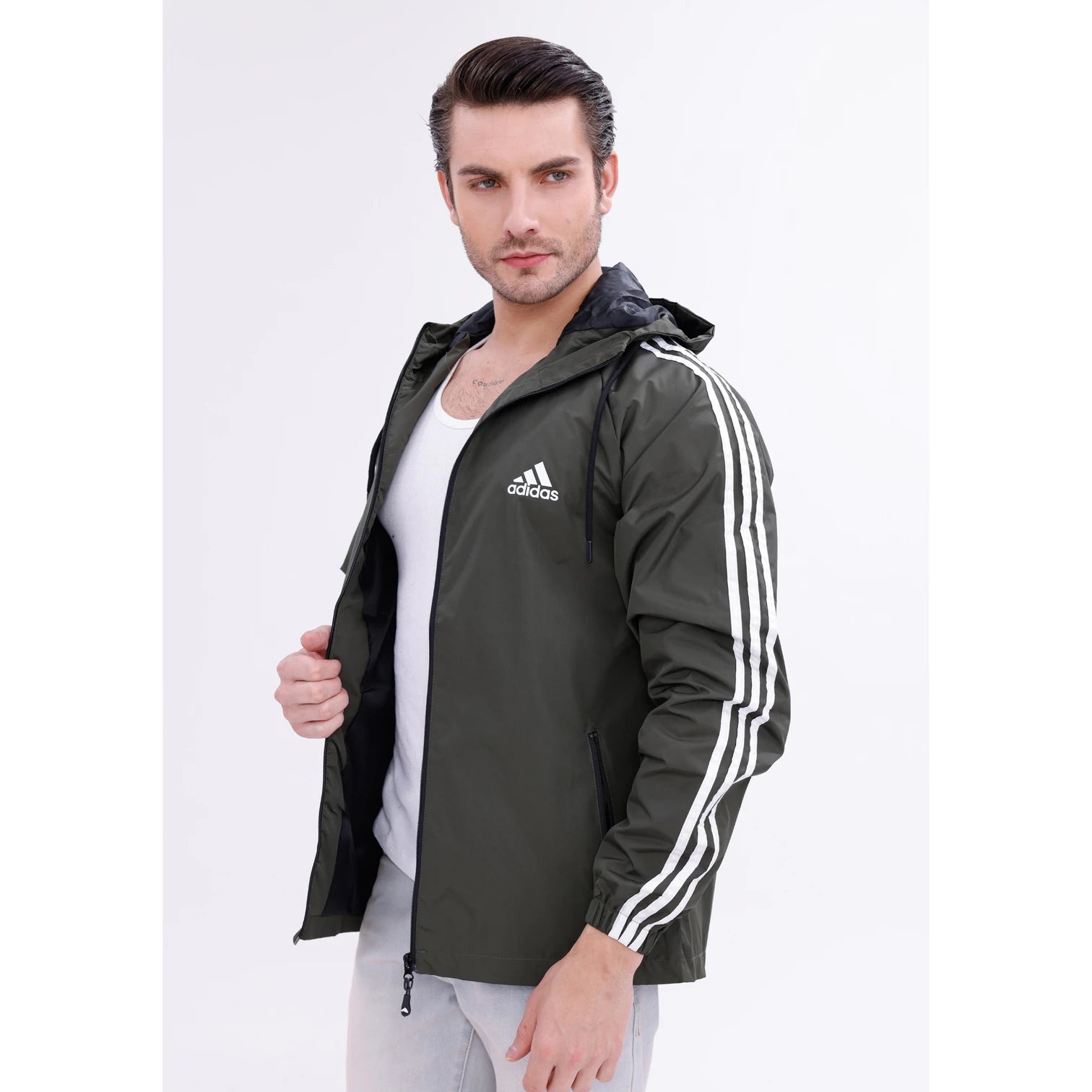 Adidas Koyu Gri Astarlı Yağmurluk